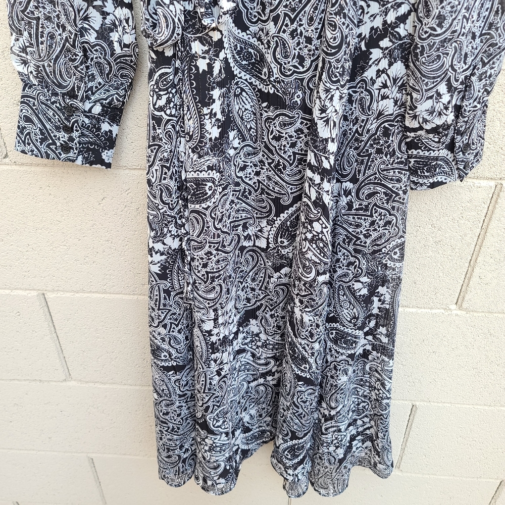 Lulu's | Love Letters Black and White Print Long Sleeve Wrap Dress NEW Size M - Picture 14 of 16
